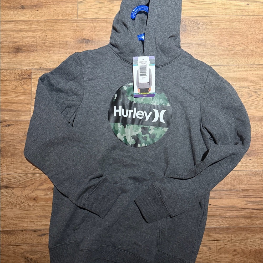 Hurley Charcoal Hoodie with Camo Logo